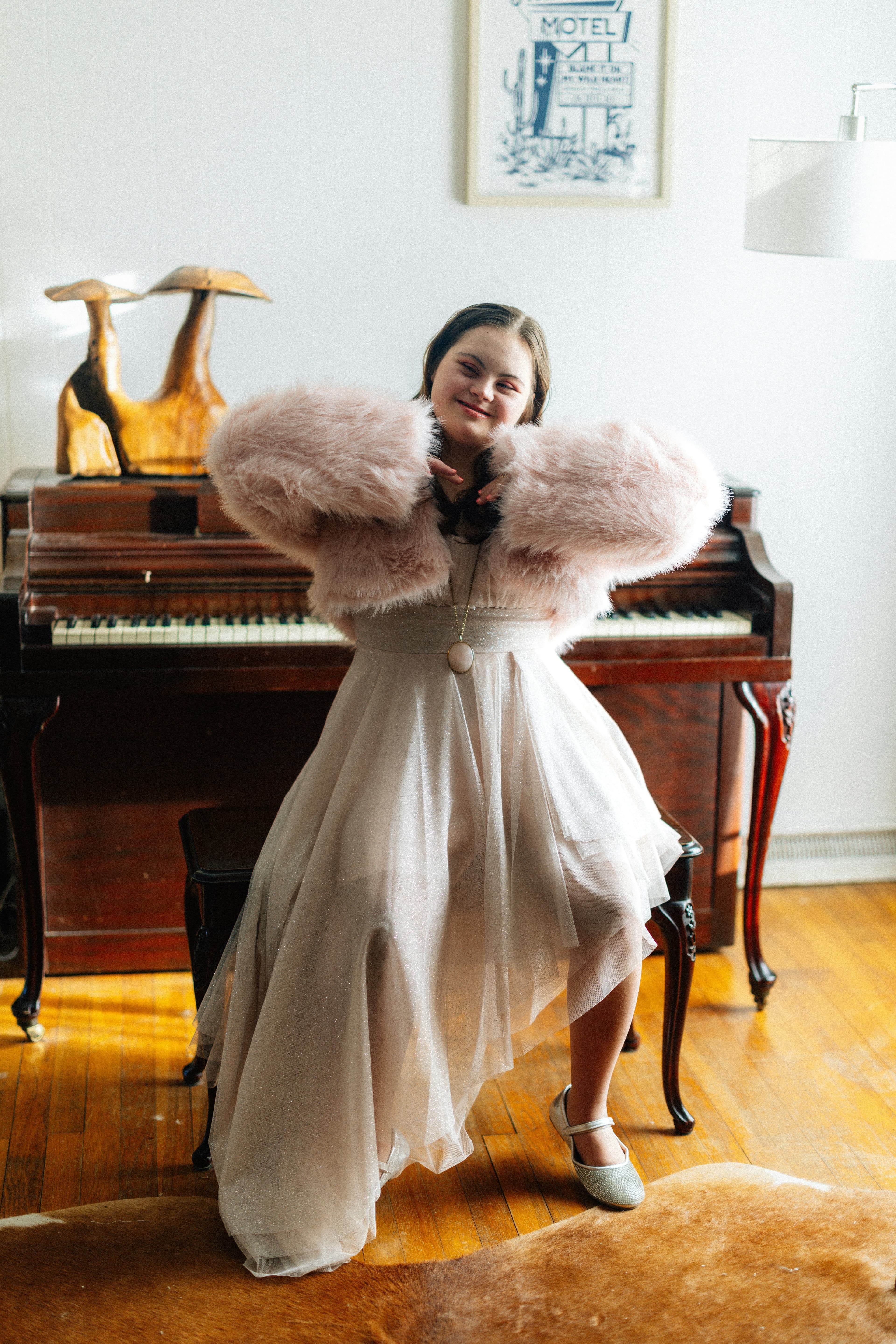 Teen with Down syndrome dancing
